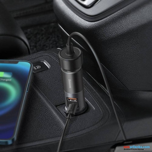 Baseus U+C 120W Share Together Fast Charge Car Charger with Cigarette Lighter Expansion Port Gray